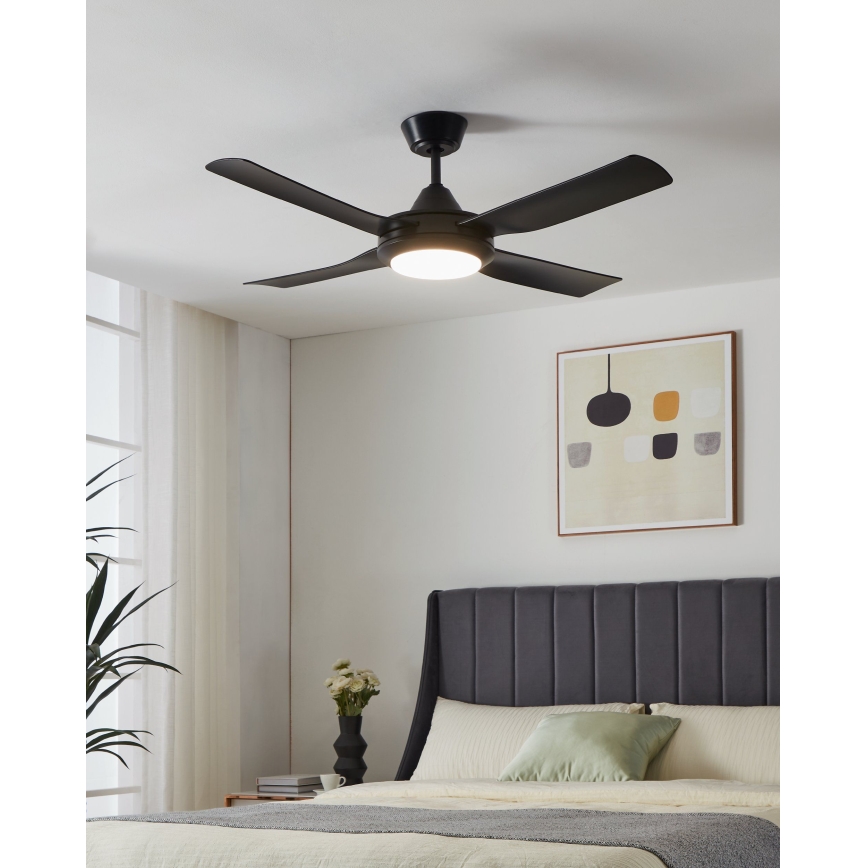 Eglo - LED Kattotuuletin LED/20W/230V musta + kauko-ohjaus
