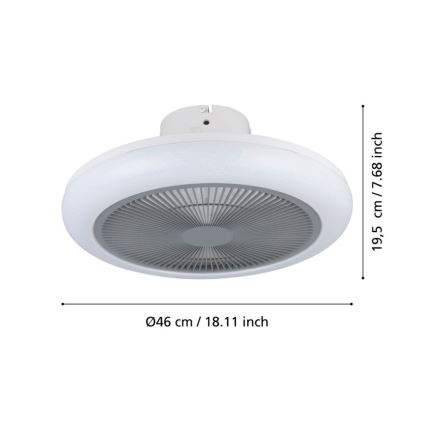 Eglo - LED Himmennettävä kattotuuletin LED/25,5W/230V harmaa + kauko-ohjaus