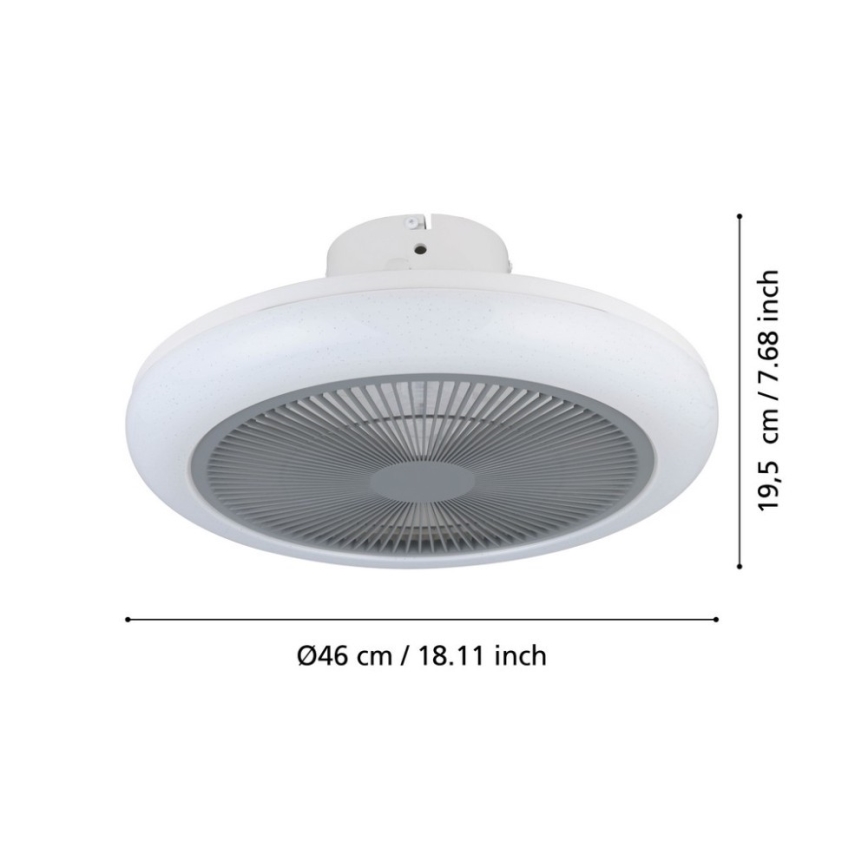 Eglo - LED Himmennettävä kattotuuletin LED/25,5W/230V harmaa + kauko-ohjaus