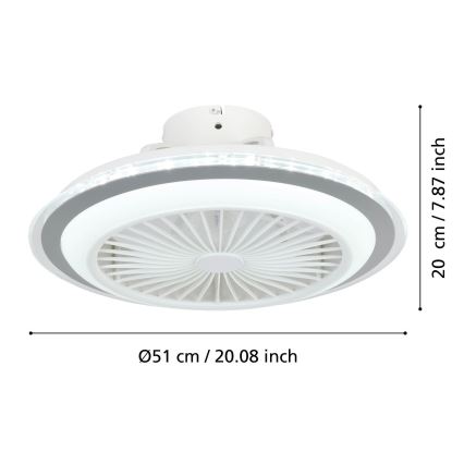 Eglo - LED Himmennettävä kattotuuletin LED/25,5W/230V valkoinen/harmaa 2700-6500K + kauko-ohjaus