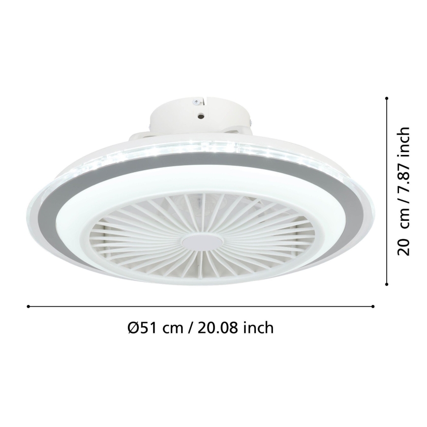 Eglo - LED Himmennettävä kattotuuletin LED/25,5W/230V valkoinen/harmaa 2700-6500K + kauko-ohjaus