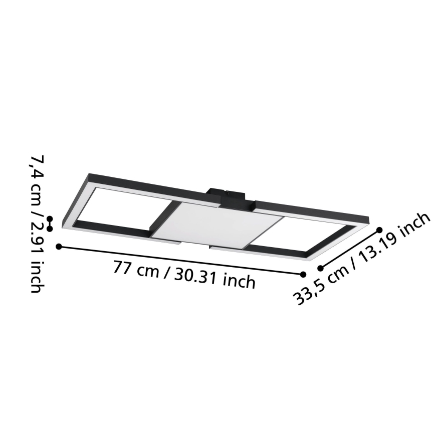 Eglo - Himmennettävä LED-kattovalaisin LED/26,2W/230V 2700-6500K musta + kauko-ohjaus