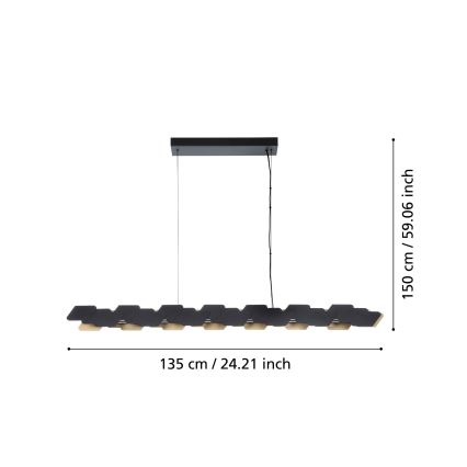 Eglo - Himmennettävä LED-kattokruunu johdossa LED/44W/230V 3000K musta/kulta