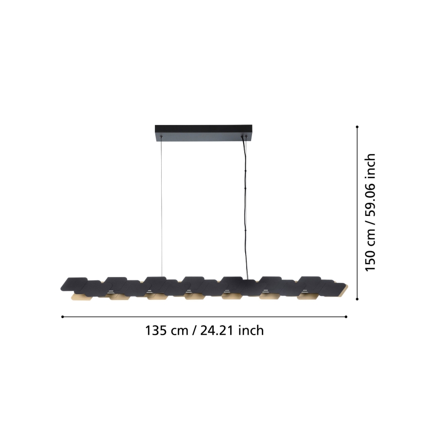 Eglo - Himmennettävä LED-kattokruunu johdossa LED/44W/230V 3000K musta/kulta