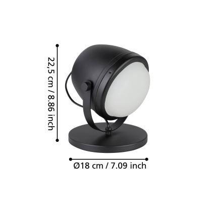 Eglo - Pöytävalaisin 1xE27/28W/230V musta