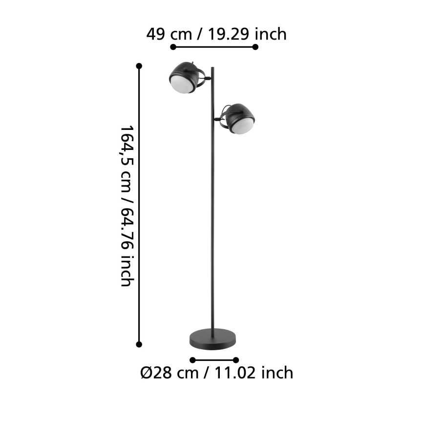 Eglo - Lattialamppu 2xE27/28W/230V musta