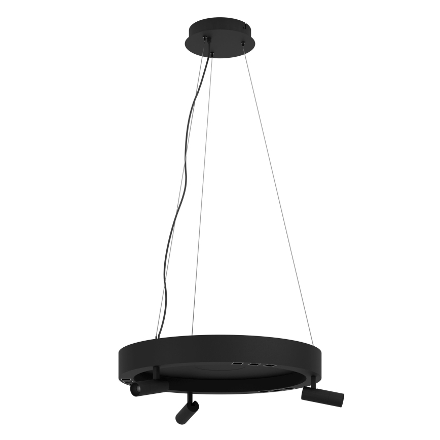 Eglo - Himmennettävä LED-kattokruunu johdossa 3xLED/8W/230V + 3xLED/8,5W 3000K musta + kauko-ohjaus