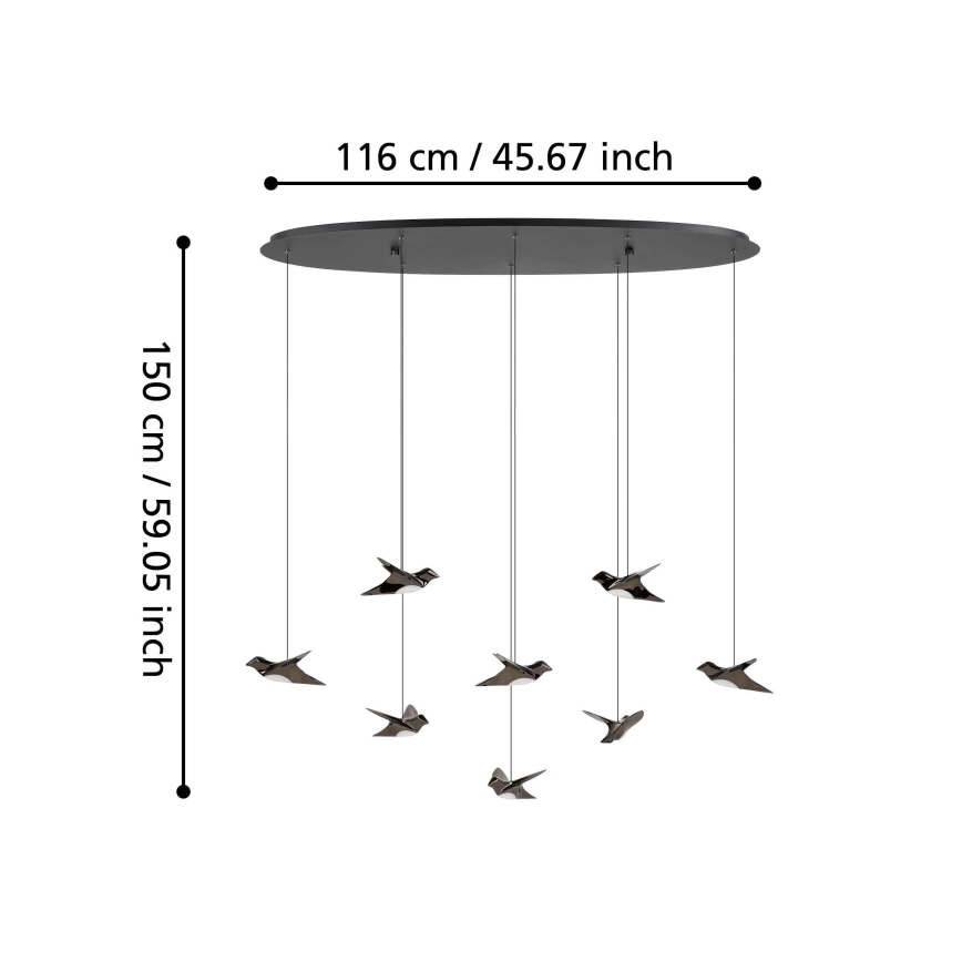 Eglo - Himmennettävä LED-kattokruunu johdossa 8xLED/4,2W/230V 3000K musta