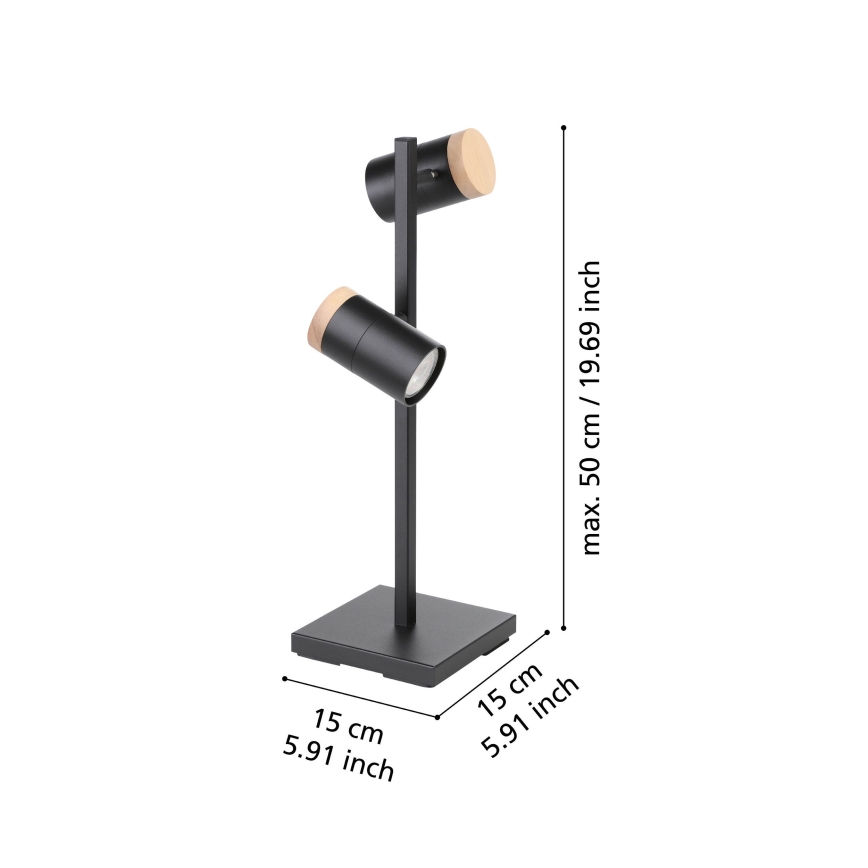 Eglo - LED-pöytävalaisin 2xGU10/4,5W/230V 3000K musta/ruskea