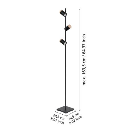 Eglo - LED-lattiavalaisin 3xGU10/4,5W/230V 3000K musta/ruskea