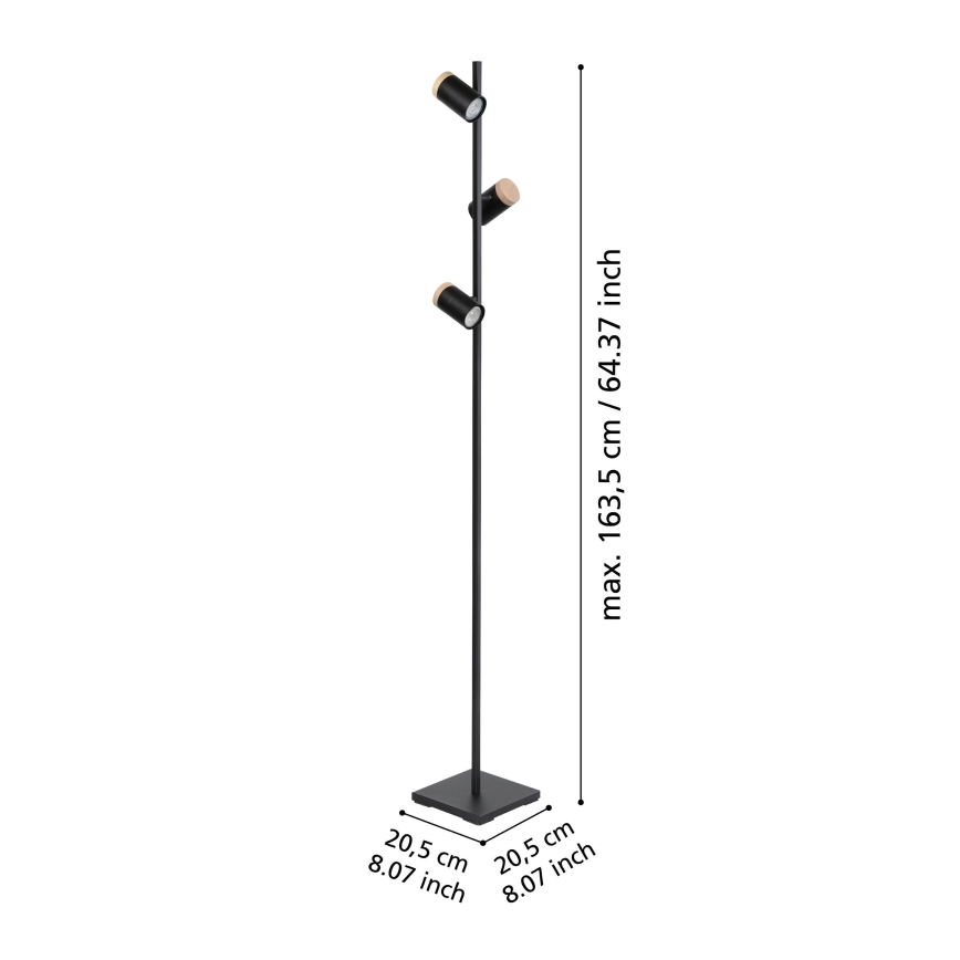 Eglo - LED-lattiavalaisin 3xGU10/4,5W/230V 3000K musta/ruskea
