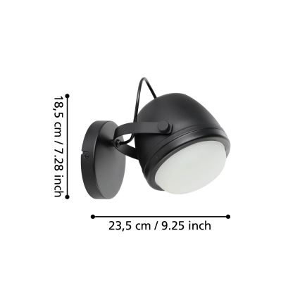 Eglo - Seinävalaisin 1xE27/28W/230V musta