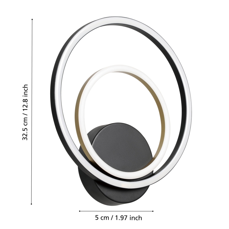 Eglo - LED-seinävalaisin LED/12W/230V 3000K + 4xLED/2,1W 3000K musta