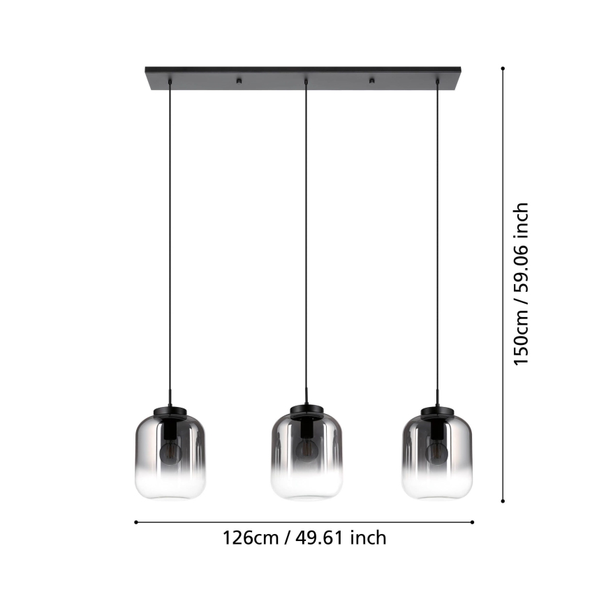 Eglo - Kattokruunu johdossa 3xE27/40W/230V savuinen