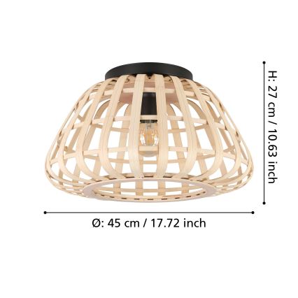 Eglo - Kattovalo 1xE27/40W/230V bambu