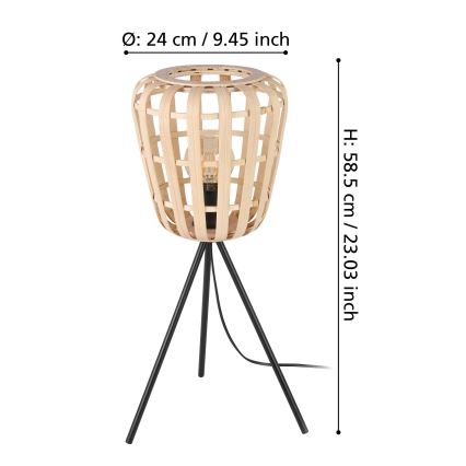 Eglo - Pöytävalaisin 1xE27/40W/230V bambu