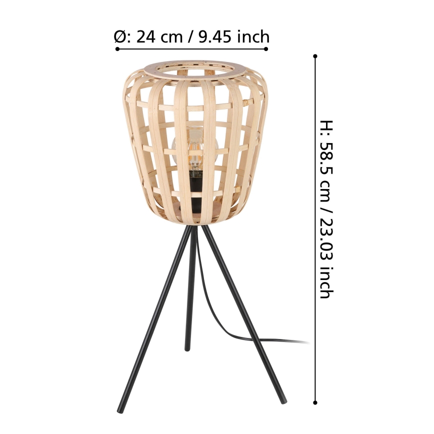 Eglo - Pöytävalaisin 1xE27/40W/230V bambu
