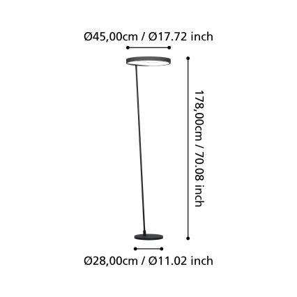 Eglo - Himmennettävä LED-lattiavalaisin LED/23W/230V 3000K musta