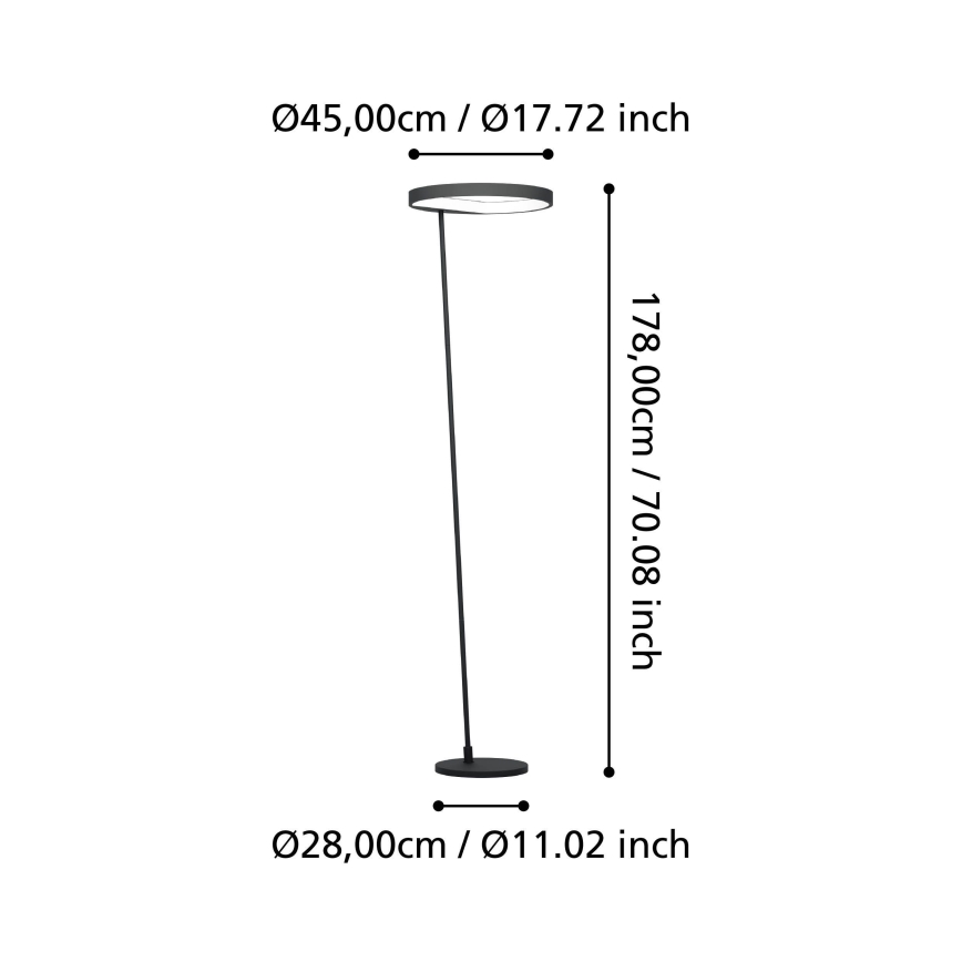 Eglo - Himmennettävä LED-lattiavalaisin LED/23W/230V 3000K musta