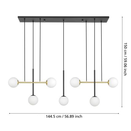 Eglo - Kattokruunu johdossa 7xE14/40W/230V kulta/musta