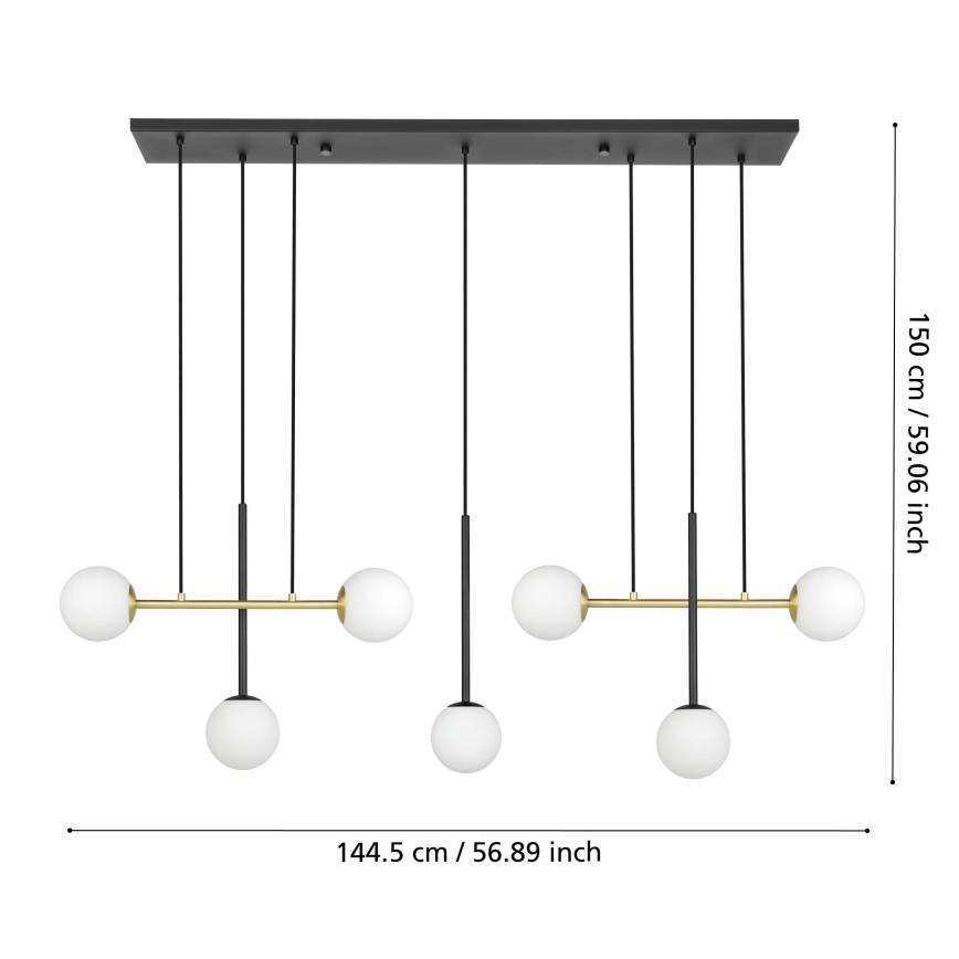 Eglo - Kattokruunu johdossa 7xE14/40W/230V kulta/musta