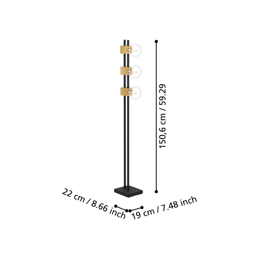 Eglo - Lattialamppu 3xE27/40W/230V musta/ruskea