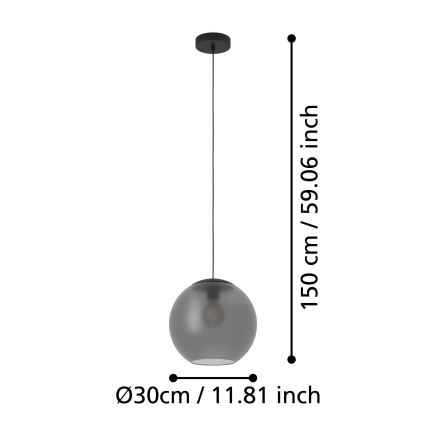 Eglo - Kattokruunu johdossa 1xE27/40W/230V savuinen