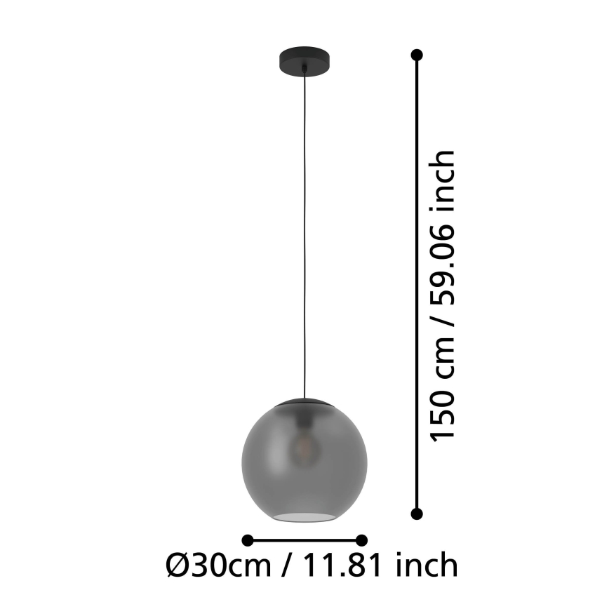 Eglo - Kattokruunu johdossa 1xE27/40W/230V savuinen