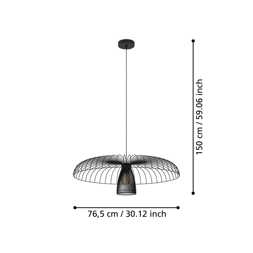 Eglo - Kattokruunu johdossa 1xE27/60W/230V halkaisija 77 cm musta