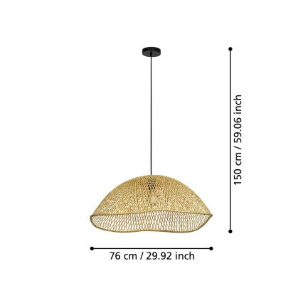 Eglo - Kattokruunu johdossa 1xE27/40W/230V halkaisija 72 cm bambu