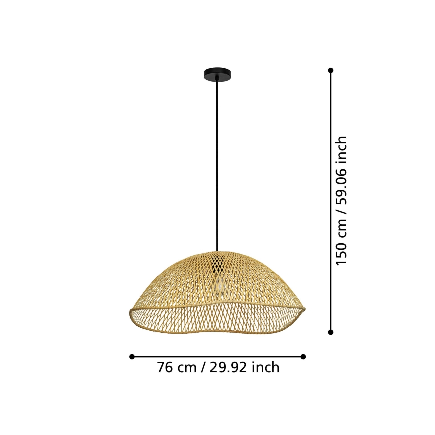Eglo - Kattokruunu johdossa 1xE27/40W/230V halkaisija 72 cm bambu