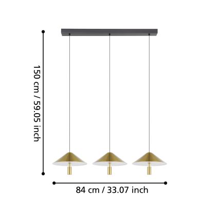 Eglo - Himmennettävä LED-kattokruunu johdossa 3xLED/12W/230V 3000K kulta
