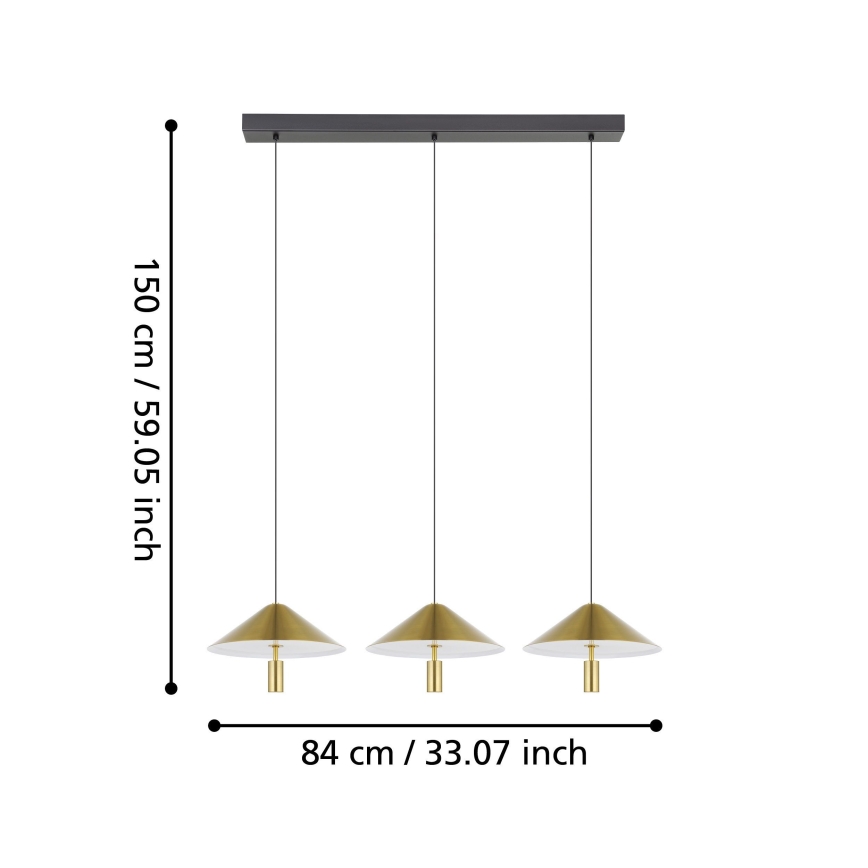 Eglo - Himmennettävä LED-kattokruunu johdossa 3xLED/12W/230V 3000K kulta