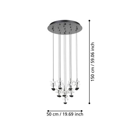Eglo - Himmennettävä LED-kattokruunu johdossa LED/27W/230V 3000K musta