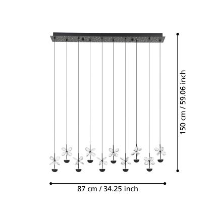 Eglo - Himmennettävä LED-kattokruunu johdossa LED/23W/230V 3000K musta