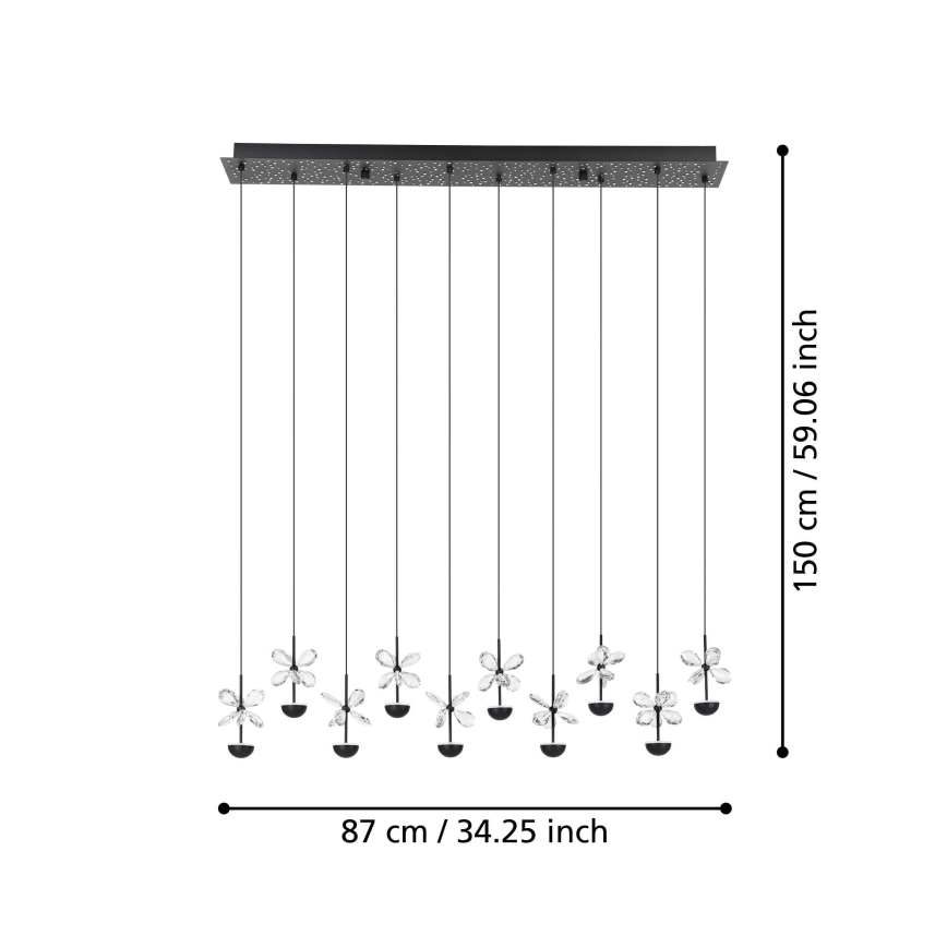 Eglo - Himmennettävä LED-kattokruunu johdossa LED/23W/230V 3000K musta