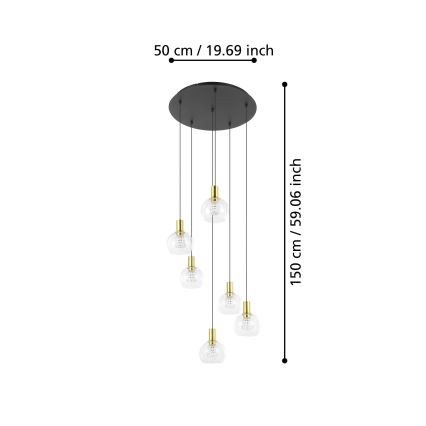 Eglo 390279 - Himmennettävä LED-kattokruunu johdossa 6xLED/5,4W/230V 3000K halkaisija 54 cm kulta