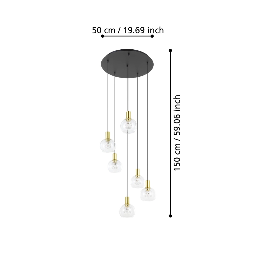 Eglo 390279 - Himmennettävä LED-kattokruunu johdossa 6xLED/5,4W/230V 3000K halkaisija 54 cm kulta