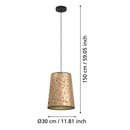 Eglo - Kattokruunu johdossa 1xE27/25W/230V kulta/vaaleanpunainen
