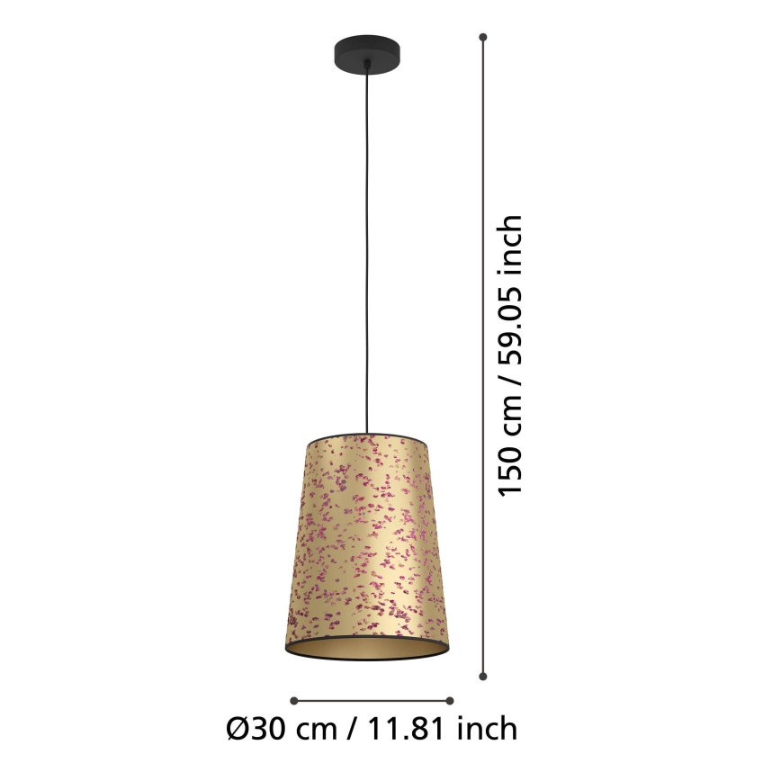 Eglo - Kattokruunu johdossa 1xE27/25W/230V kulta/vaaleanpunainen