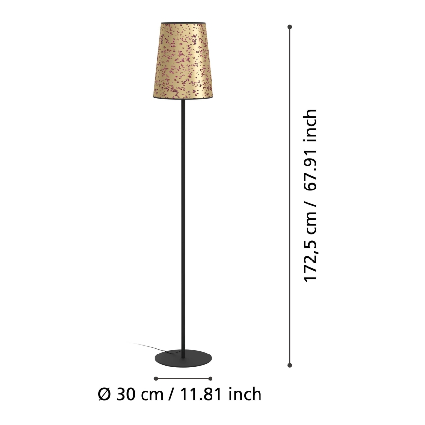 Eglo - Lattialamppu 1xE27/25W/230V kulta/vaaleanpunainen