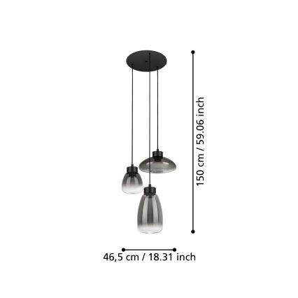 Eglo - Himmennettävä LED-kattokruunu johdossa 3xLED/5,4W/230V 2700K savuinen