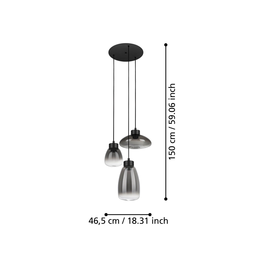 Eglo - Himmennettävä LED-kattokruunu johdossa 3xLED/5,4W/230V 2700K savuinen