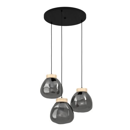 Eglo - Kattokruunu johdossa 3xE27/40W/230V savuinen