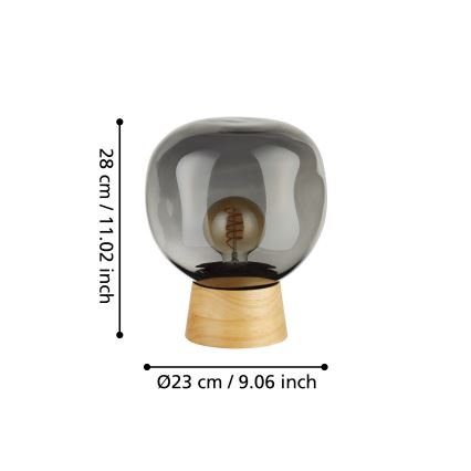 Eglo - Pöytävalaisin 1xE27/40W/230V savuinen