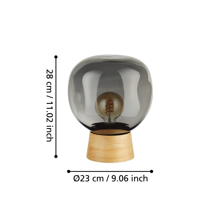 Eglo - Pöytävalaisin 1xE27/40W/230V savuinen