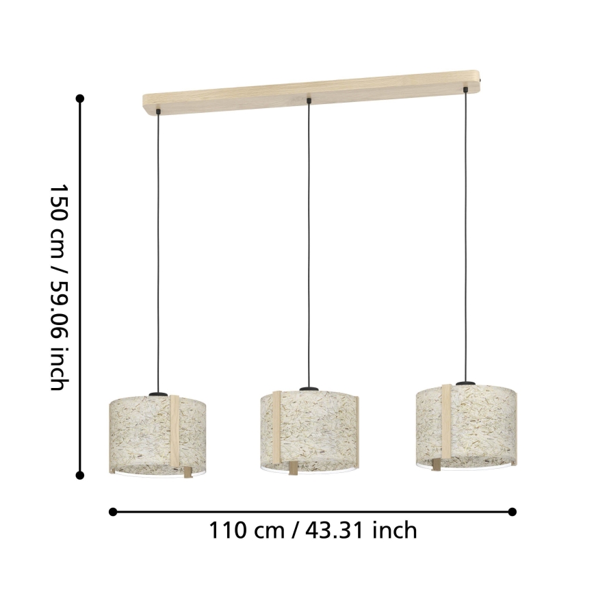 Eglo - Kattokruunu johdossa 3xE27/25W/230V beige
