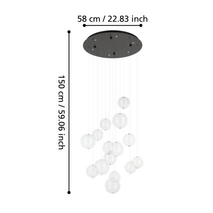 Eglo - Himmennettävä LED-kattokruunu johdossa 6xLED/4,2W/230V 3000K läpinäkyvä