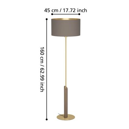 Eglo - Lattialamppu 1xE27/40W/230V ruskea/kulta