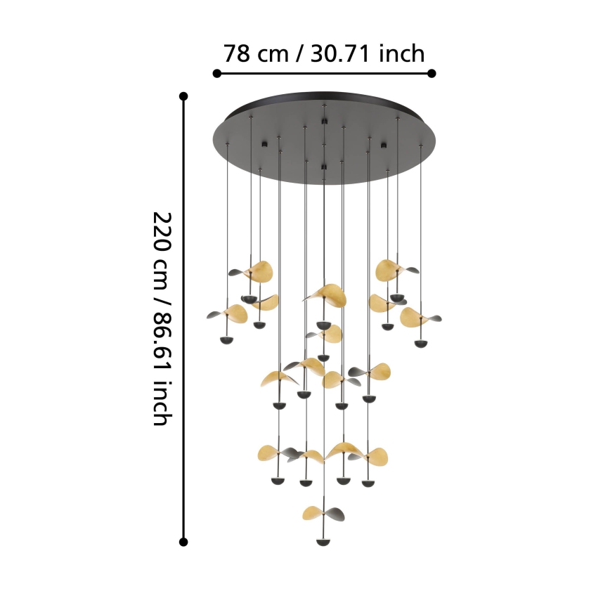 Eglo - Himmennettävä LED-kattokruunu johdossa 17xLED/2,3W/230V 3000K halkaisija 78 cm